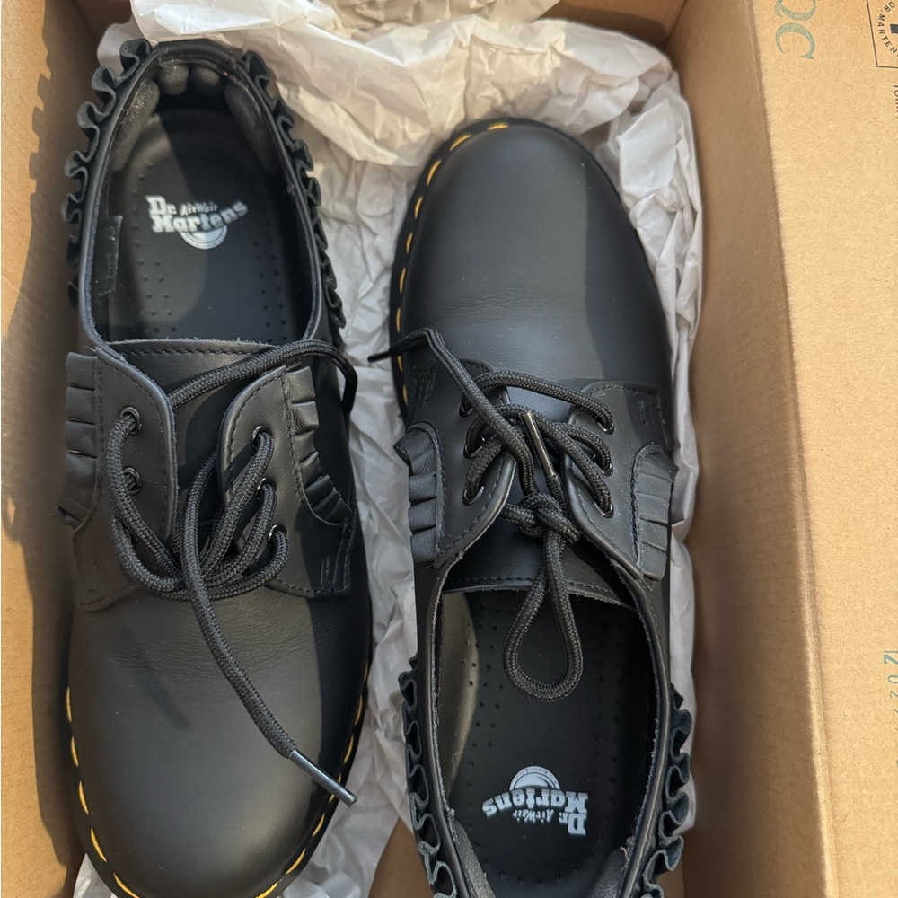Dr. Martens Black 1461 Oxfords with Yellow Stitching